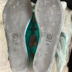 Loewe NWOT Authentic Turquoise calf-skin wedge women shoes/size6 Photo 7