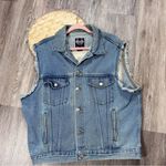 Vintage Harley Davidson biker blues denim vest American flag back piece Blue Size M Photo 1