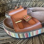 Kimono floral wrap poncho / Retro Tan Platform Sandals festival Size undefined Photo 5