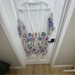 Sheer Bohemian Embroidered Coverup Kimono Women’s Size Large White Photo 1