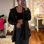 Steve Madden  Black Leather Shacket Shirt Jacket Top Photo 0