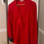 Gibson Latimer  Sequins Trim Red‎ Blouse Size M Photo 5