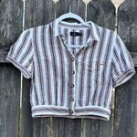 Volcom  Striped Cropped Button Down Top Small Photo 0