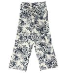 Beau Dawson Blue White Floral Linen Blend Wide Leg Tie Front Pants size M 8 Photo 1