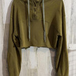 POL Women's Olive Green Cropped Hoodie Medium Top Long Sleeve Photo 0