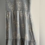 Madewell Blue and White Floral Silk Lucie Smocked Mini Dress Photo 7