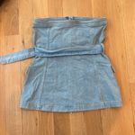 Jonathan Simkhai Kota Bustier Top Denim Strapless Belted Size 10 Blue Photo 3