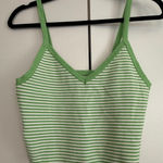 LA Hearts Green White Striped V Neck Cropped Tank Top Size Medium NWT Streetwear Photo 0