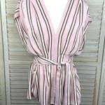 Max edition  Belted Striped Blouse Purple/Multi-Large Photo 0
