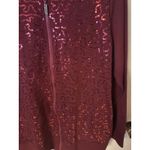Quacker Factory  Sequin Swirl Bomber Jacket SZ Medium Wine Zip Up Women Photo 3