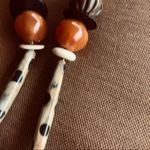 Butterscotch Bakelite beads , Wood & Bone long necklace,One of a kind handmade Brown Photo 7
