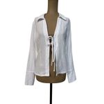 Favorite Daughter The Tied and True Top White Cotton Long Sleeve Tie size XS New Photo 3