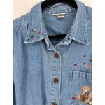 Christopher & Banks VTG  Fall Embroidered Denim Shirt Women XL Bears Leaf Teacher Photo 2