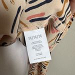 CAbi Beige Multi Abstract Line Print Sheer Long Sleeve V-Neck Blouse Womens M Photo 2