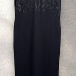 St. John  Marie Gray Evening Black Knit Maxi Gown Dress Embellished Sequins‎ Sz 12 Photo 0