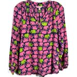 Lilly Pulitzer Elsa 100% Silk Tusk In Sun Pink Elephant Button Front Blouse XXS Photo 0