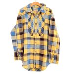 Free People  Layla Oversized Plaid Button Down Shirt Size L Photo 2