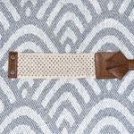 Faux Leather Cognac Brown Cream Crochet Waist Belt Small Photo 2