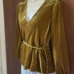 J.Crew  Faux-wrap top Blouse draped velvet J4962 yellow gold Photo 1