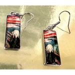 New The Scream Earrings Dangle Art to Wear Abstract Edward Munch Artist Handmade Black Photo 6