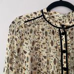 Proenza Schouler White Geometric Print Long Sleeve Blouse 100% Silk Women size 6 Photo 2