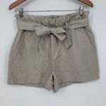 Nicole Miller New York Womens Beige Paper Bag Waist Belted Shorts M Medium Tan Photo 1