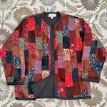 Vintage Sam Hilu’s Patchwork Quilted Jacket Coat Floral Velvet Boho L Large Red Photo 0