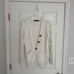 Women's White Cable Knit Cardigan Sweater Photo 1