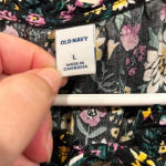 Old Navy Old‎ Navy Flutter Sleeves Black Floral Dress Green Yellow Purple Flowers Large Photo 1