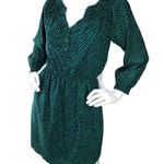 Shoshanna  Women Size 0 Dress Silk Stretch Long Sleeve Geometric Green POCKETS Photo 1