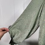 Blu Pepper  Light Matcha Green Metallic Polka Dot Henley Button Blouse Large L Photo 1