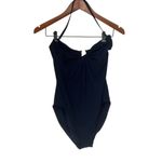 Tory Burch Solid Bandeau Navy Blue U Ring One Piece Swimsuit Size L New Photo 2