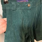 Vintage Shorts Women Emerald Green Leather Pleated Suede Flat Lay waist 14 inch Size 12 Photo 8