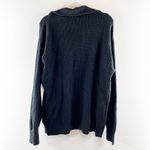 Aerie CozyUp Oversized Long Sleeve Waffle Henley Button Polo Sweater Black M Photo 3