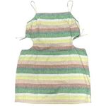 Aerie Sz XL Side Cut Out Mini Sundress Green Yellow Red Ivory Linen Blend Dress Photo 0