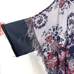 Free People  Pieced With Paisley Tunic Fringe Sweater Top Size M/L Photo 4
