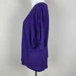 Chico's 3 Top Womens XL Purple Linen Ruched Short Sleeve Solid Pullover Casual Photo 8
