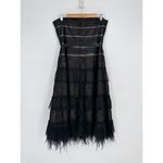 BCBG Maxazria Strapless Feather Trim Cocktail Dress Tiered Black Women's 12 Photo 6