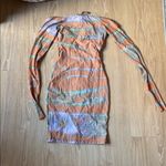 SKIMS  Orange and Blue Striped Long Sleeve Dress Photo 3