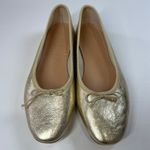 J.Crew Womens Metallic Gold Leather Ballet Flats Bow Round Toe Slip On Shoes 8.5 Photo 2