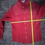 Territories Vintage Womens Size S Red Suede Leather Trucker Snap Up Shirt Jacket Photo 8