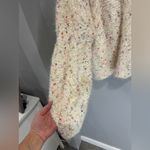 POL  Oversized Chunky Fuzzy Confetti Balloon Sleeve Knit V Neck Sweater Medium Photo 3