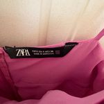ZARA Pink Straight Neck Satin Effect Midi Dress Photo 7