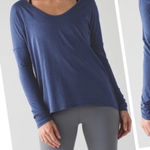 Lululemon  Flip Your Dog Long Sleeve Tee Shirt Heathered Hero Blue small Photo 0