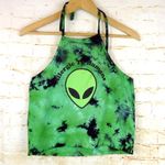 Hot Topic Alien Tie-Dye Halter Top Womens M Green Allergic To Humans Rave Kawaii Photo 1