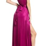 Dress the Population Krista Floor Length Gown, Dark Magenta, Medium, NWT Photo 4