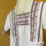 Whistles Selina Embroidered Frayed Cotton Sack Dress Mini Ivory Size 2 Small Photo 7