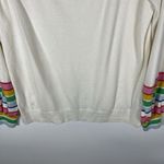 Boden Women’s Sz 8 White Rainbow Stripe Sleeve Square Neck Knit Sweater Wool White Photo 3