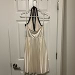 Taboo  Vtg Ivory Satin Halter A-line Marilyn Monroe Inspired Tea Length Dress Photo 10