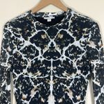 Topshop  Midi Dress Womens 12 Black Tortoiseshell Long Sleeve Mesh Y2K Artsy Edgy Photo 4